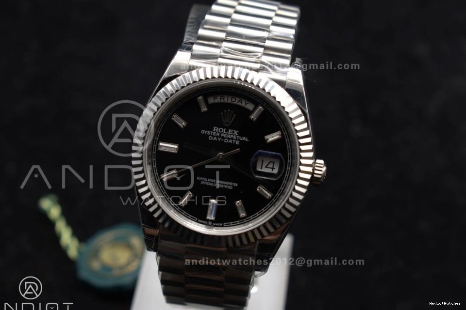 40 GSF Dial Weight DayDate on President A Crystal Black Bracelet Bright Gain 718 SS 0227